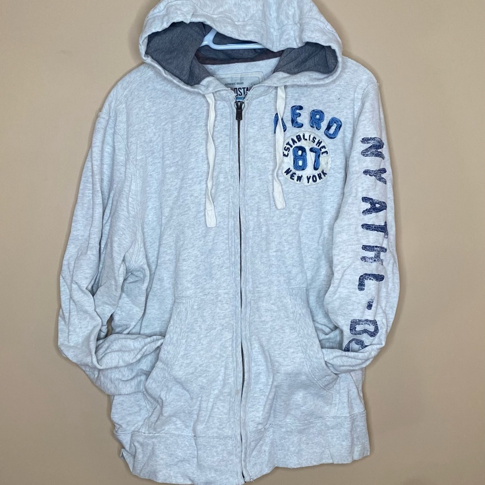 Mens grey Aeropostale zip up hoodie